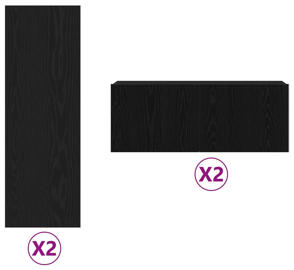 Conjunto de Estante de TV vidaXL com 4 Peças Montadas na Parede em Mad