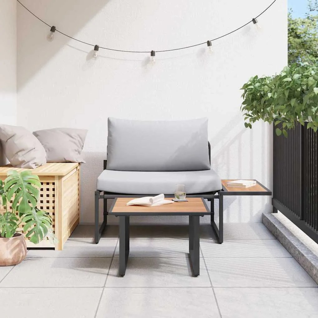 Conjunto de Sofá de Jardim de 2 Peças com Almofadas Cinzas Claras