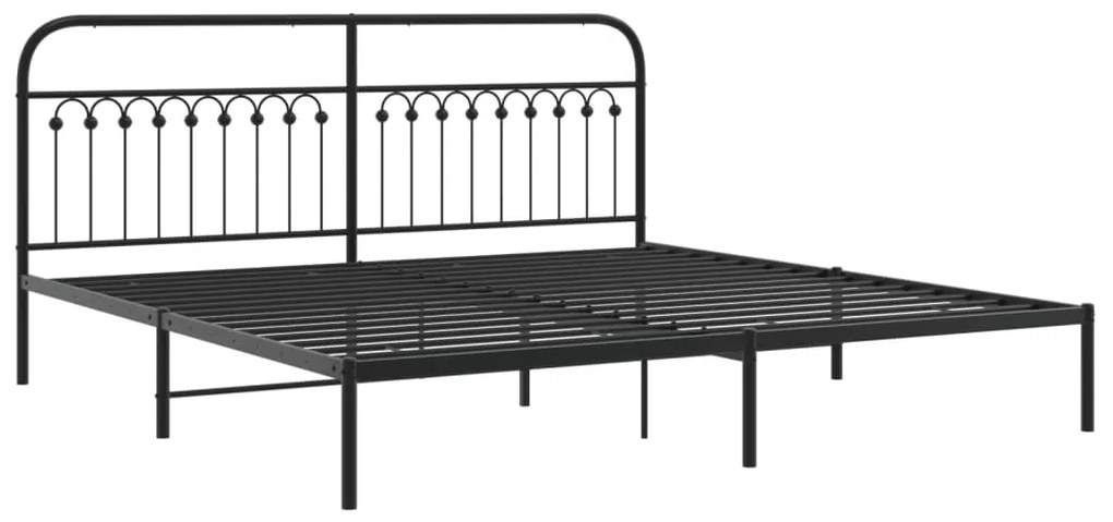 Estrutura de cama com cabeceira 200x200 cm metal preto