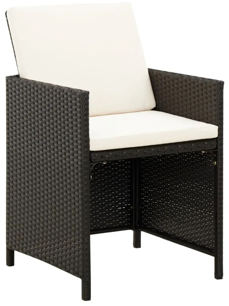 4 pcs conjunto de cadeiras e bancos de jardim vime PE preto