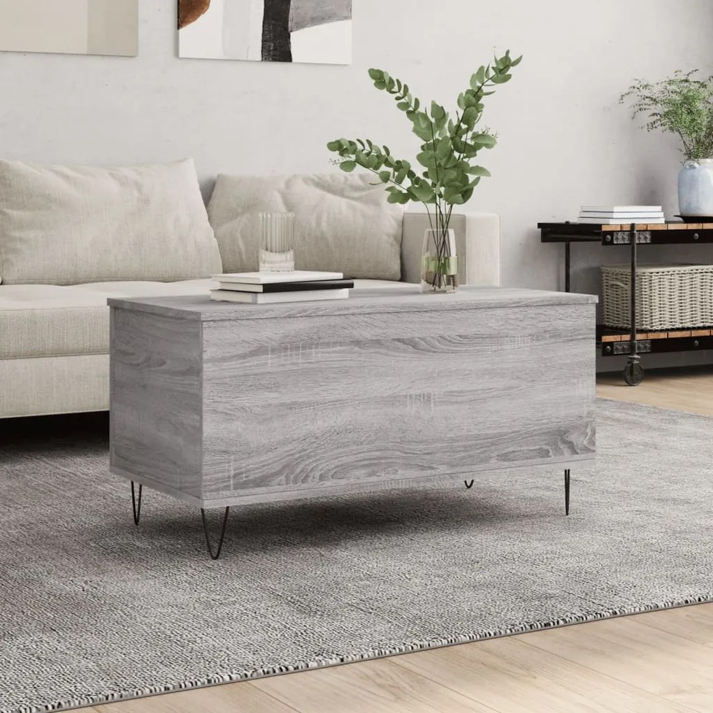 vidaXL Mesa de centro 90x44,5x45 cm derivados de madeira cinza sonoma
