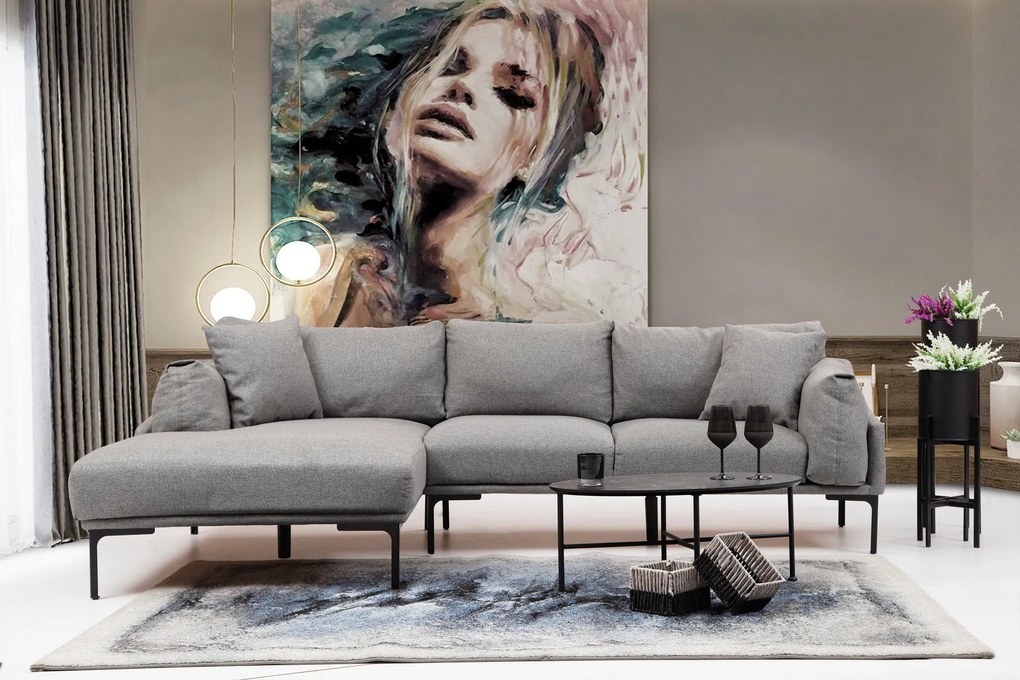 Sofá de Canto Leo Corner – Cinzento – 255 x 150 cm