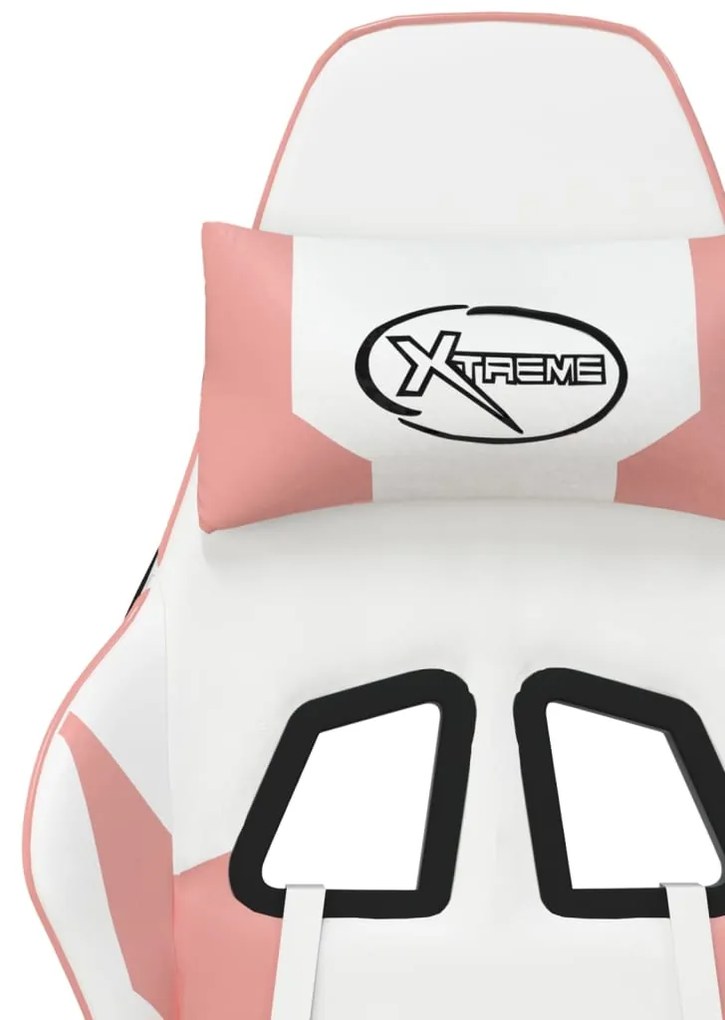 Cadeira gaming couro artificial branco e rosa