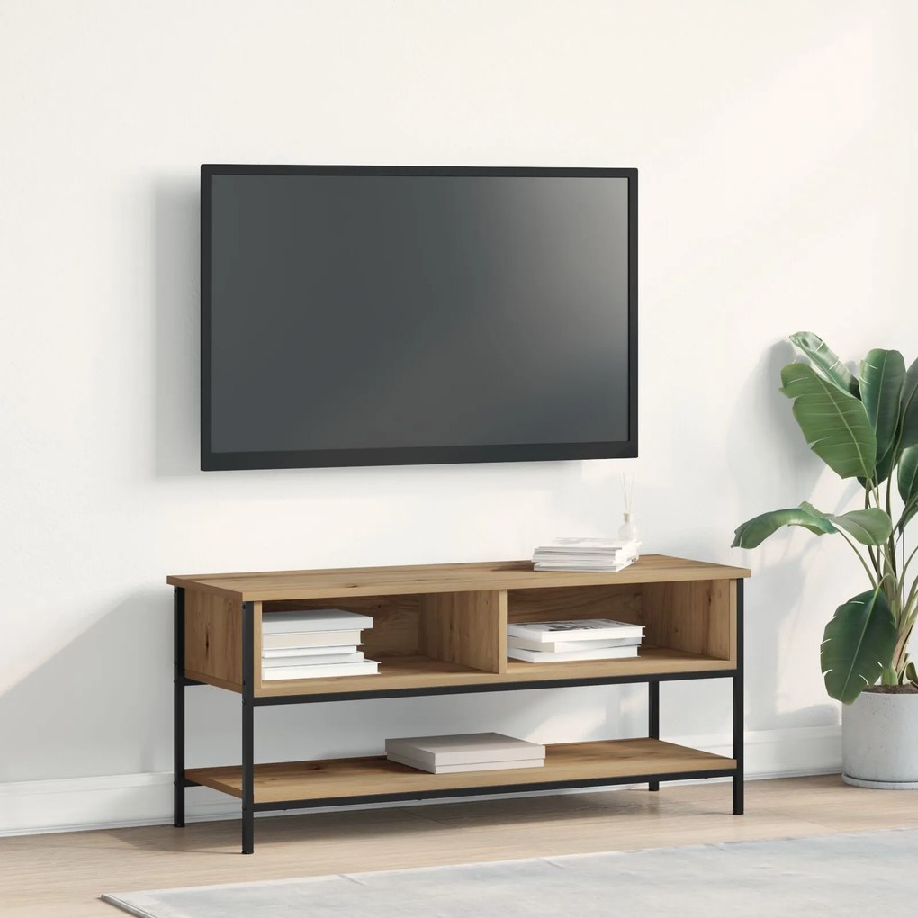 Estante de TV vidaXL Carvalho Artisan 100x35x45 cm Madeira e Aço
