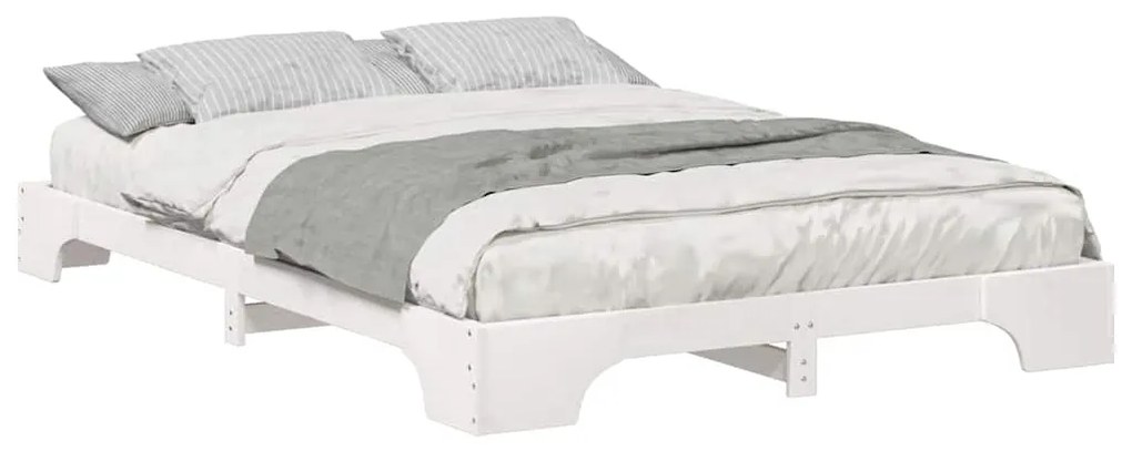 Estrutura de cama de chão com armazenamento Branco 140 x 220 cm