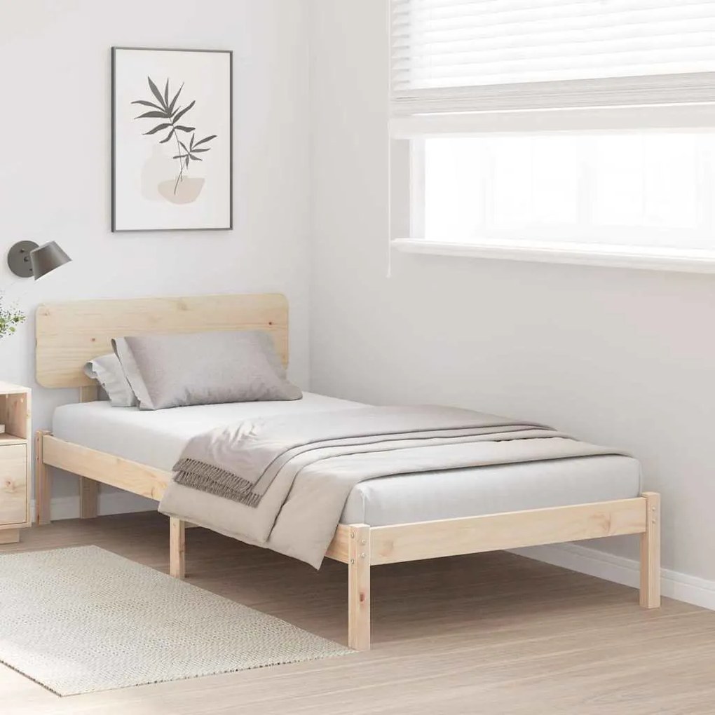 Cama com Cabeceira 90x190 cm em Madeira de Pinho