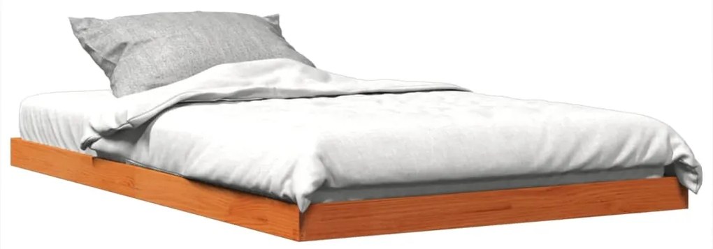 Estrutura de cama 120x190 cm madeira pinho maciça castanho cera