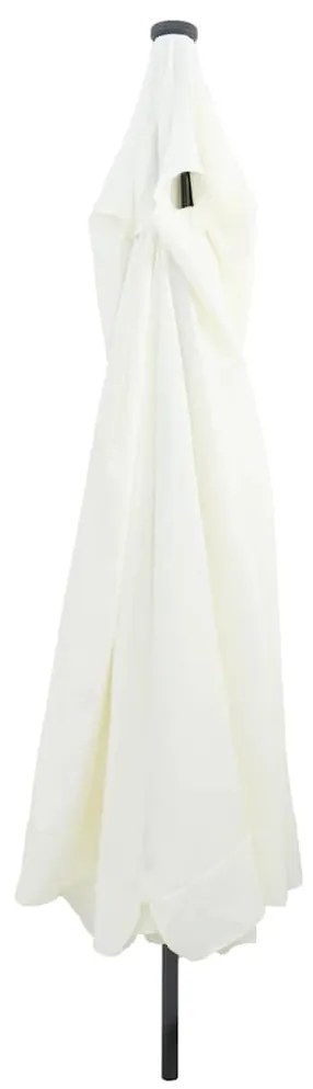 Sombrinha de Jardim com Luzes LED 395x245 cm Branco Areia