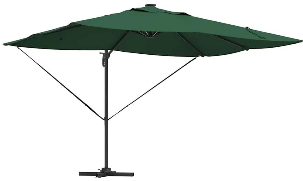 Guarda-Sol Cantilever Roma da com LEDs Verde 352 x 251 x 265 cm em Alu