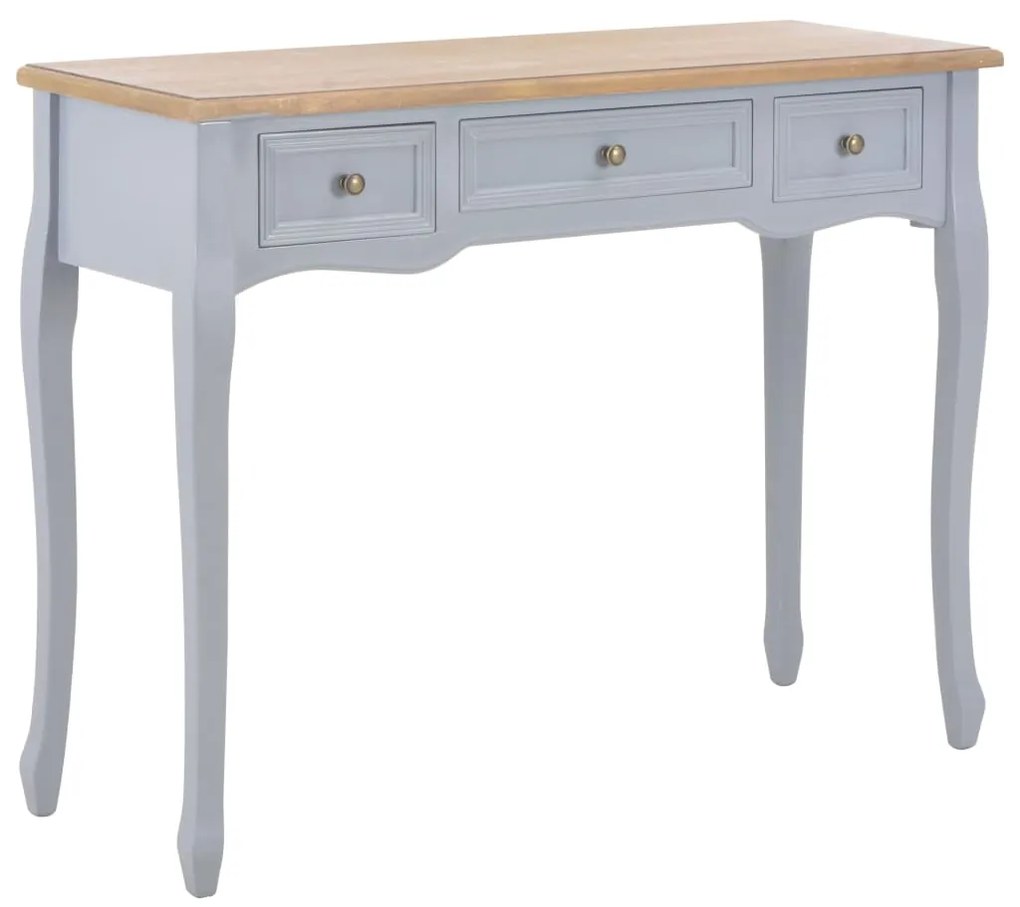 vidaXL Toucador/mesa consola com 3 gavetas cinzento