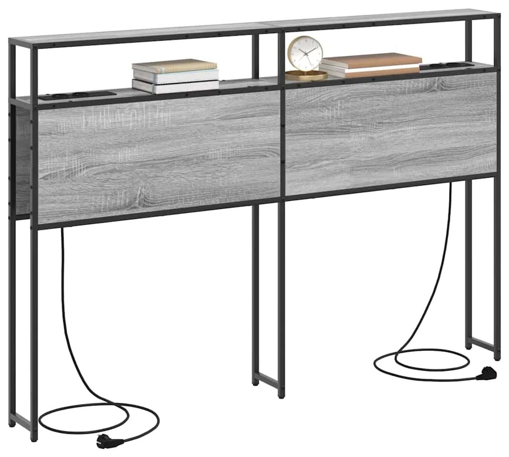Cabeceira de armazenamento com cabeceira Cinza sonoma 160 cm