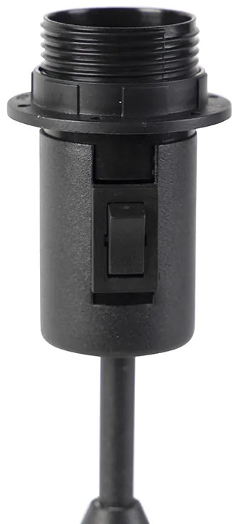 Candeeiro de mesa preto com abajur de linho cinzento 35 cm ajustável - Parte