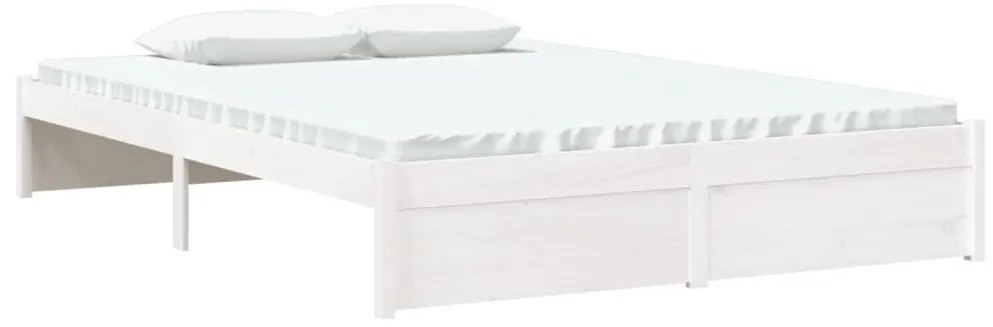 Estrutura de cama 140x190 cm madeira maciça branco