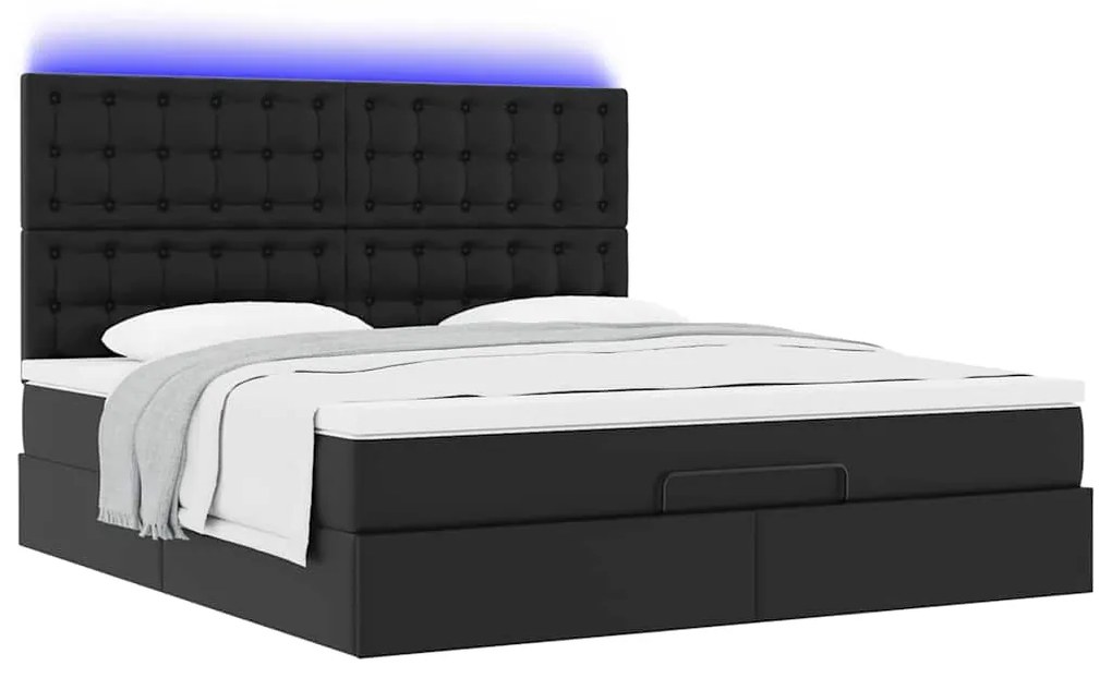Estrutura de cama otomana com colchão 160x200 cm preta