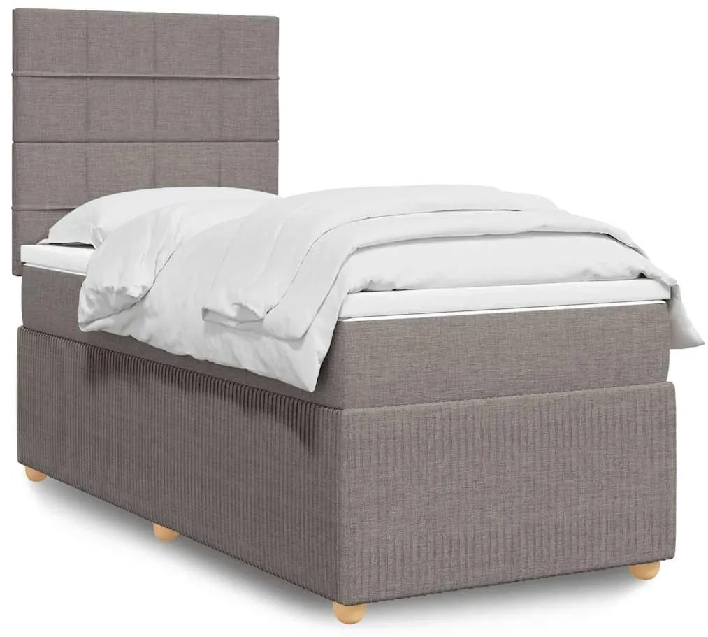 Cama com molas/colchão 100x200 cm tecido cinza-acastanhado