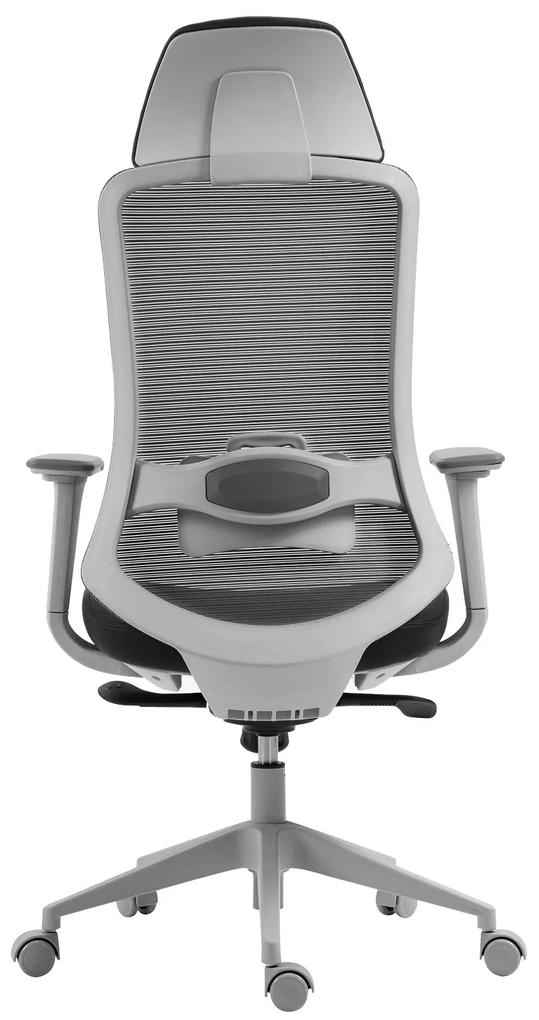 Cadeira de escritório ARANJUEZ, alto, cinza, ergonômico, multifuncional, rede e assento preto