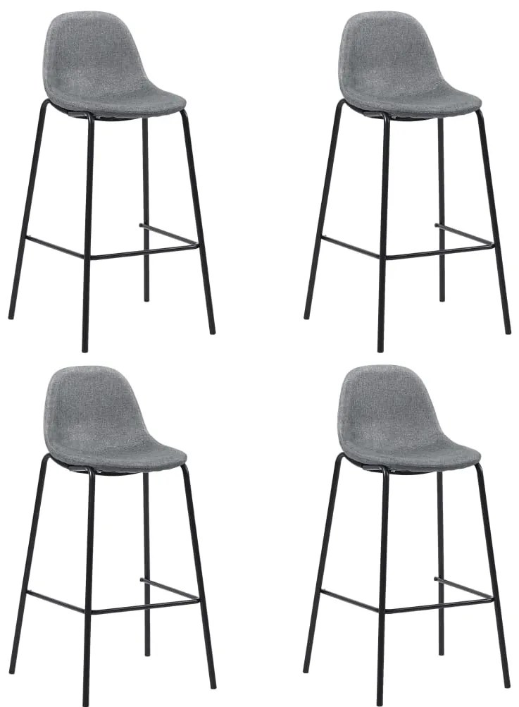 vidaXL Cadeiras de bar 4 pcs tecido cinzento-claro