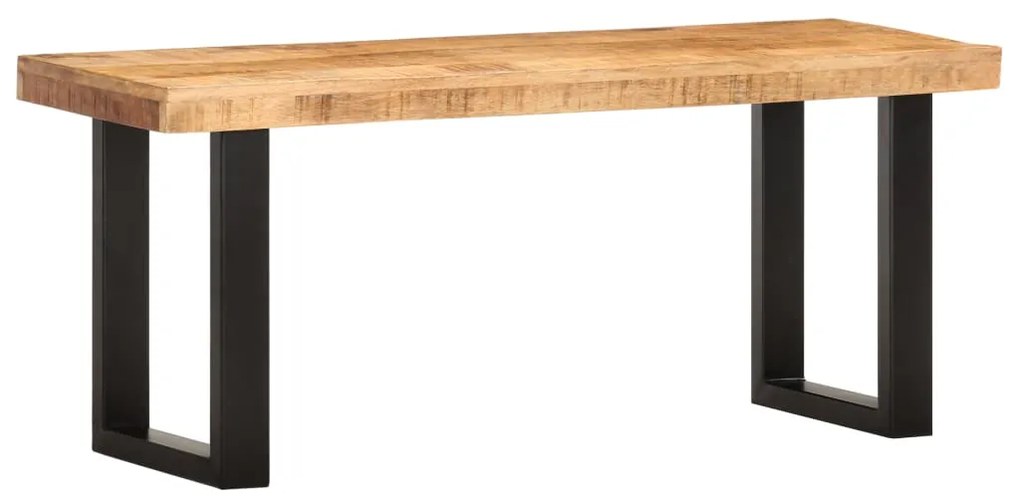 Banco 110 cm madeira de mangueira áspera maciça e aço