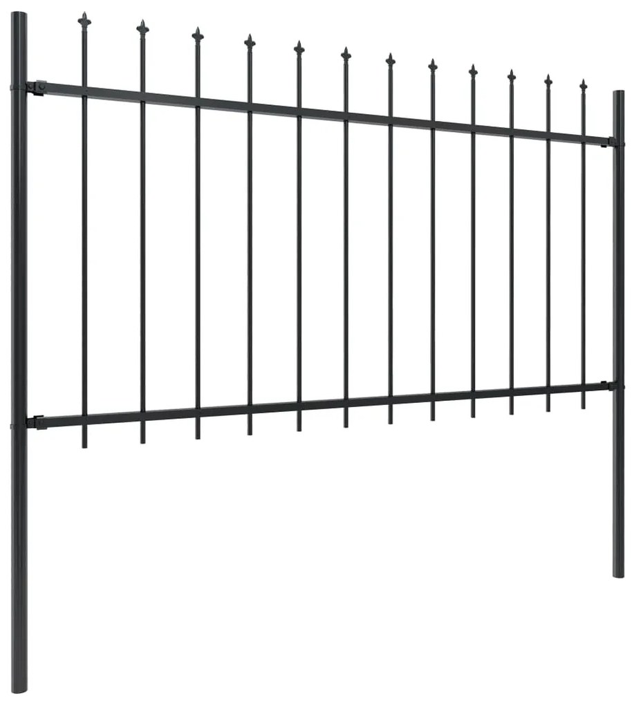 Cerca jardim com topo em lanças 10,2x1 m aço preto