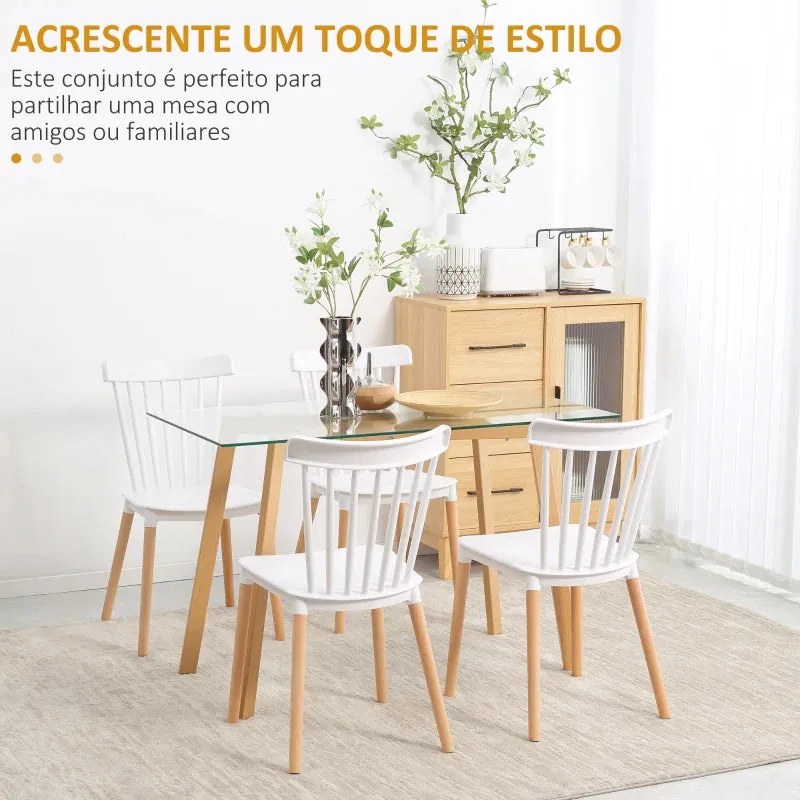 Conjunto de 4 Cadeiras Ygol - Branco - Design Nórdico