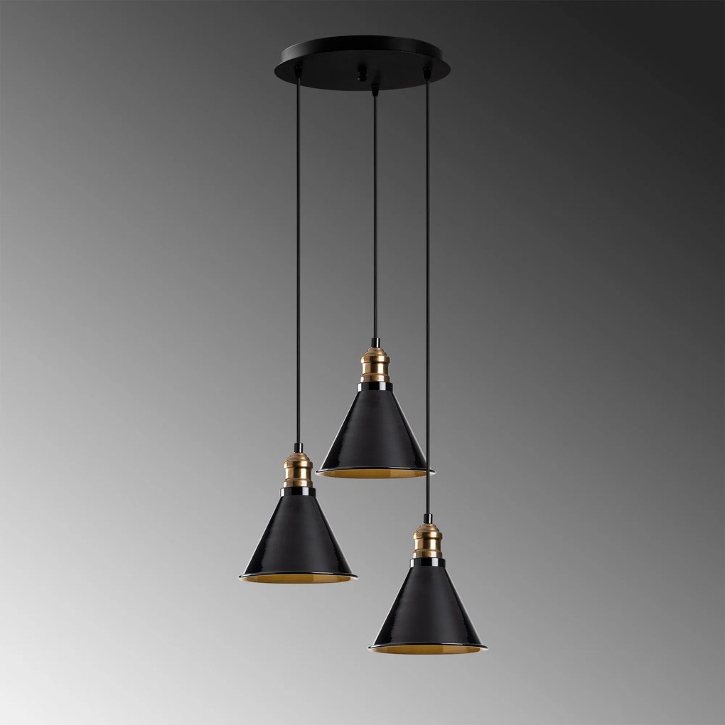 Candeeiro de Teto Berceste – Preto – Diâmetro 40 cm x Altura 117 cm