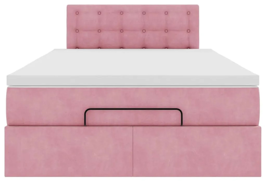 Estrutura de cama otomana com colchão 120x200 cm veludo rosa