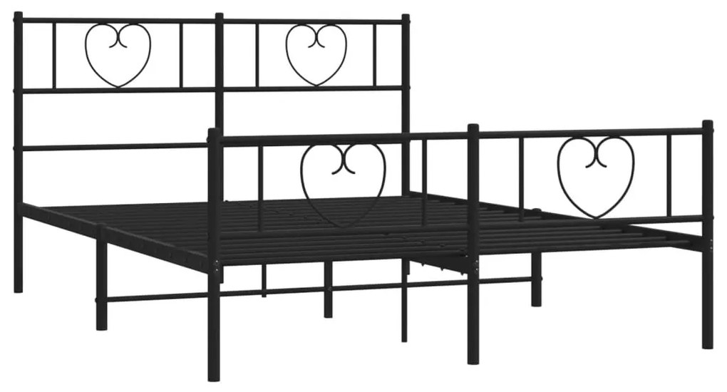 Estrutura de cama com cabeceira e pés 140x190 cm metal preto