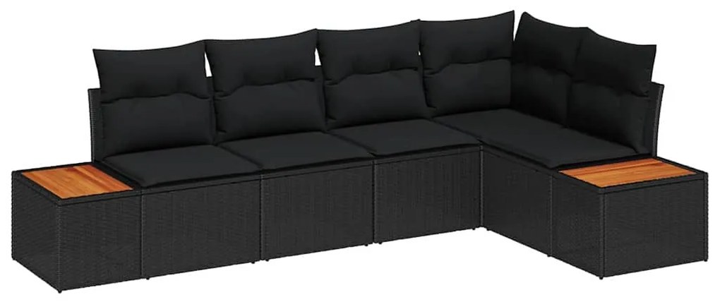 Conjunto de Sofás de Jardim de 5 Peças com Almofadas em Rattan Poliést