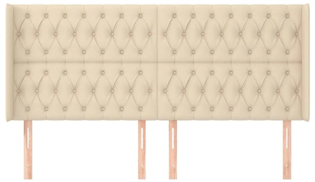 Cabeceira de cama c/ abas tecido 183x16x118/128 cm creme