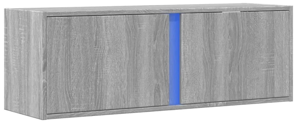 Móvel de parede p/ TV c/ luzes LED 100x31x35 cm cinzento sonoma