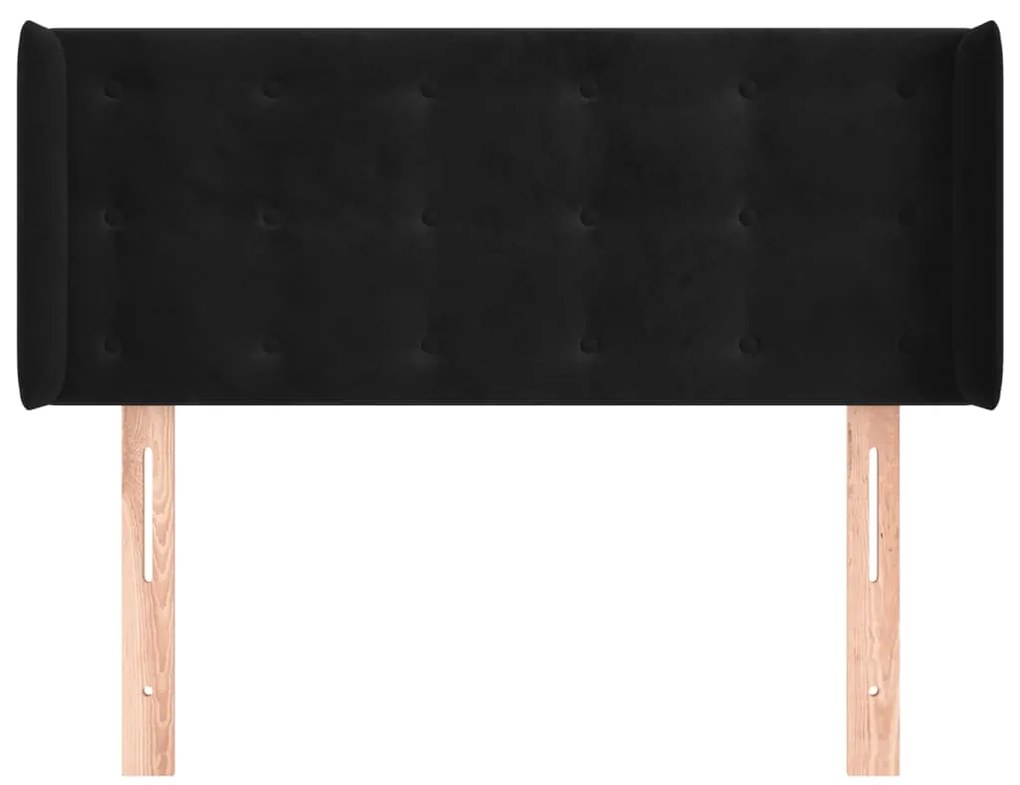 Cabeceira de cama c/ abas veludo 103x16x78/88 cm preto