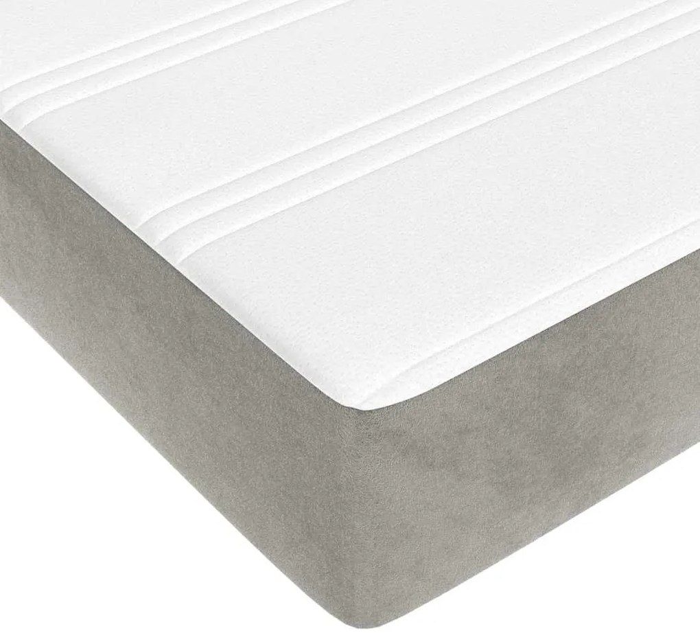Colchão de molas ensacadas 160x210x20 cm veludo cinza-claro