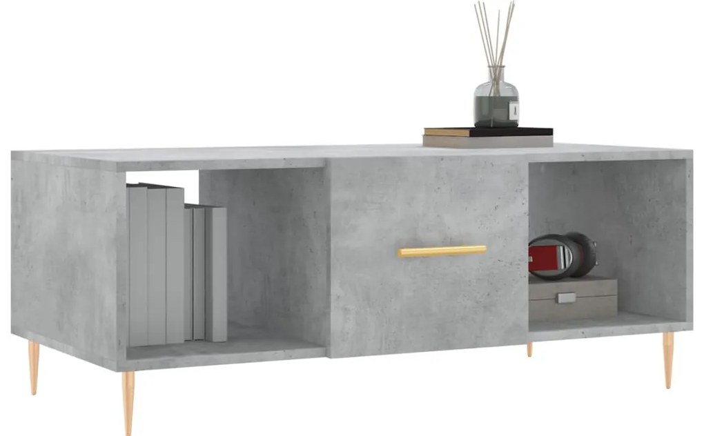 Mesa de centro 102x50x40 cm madeira processada cinza cimento