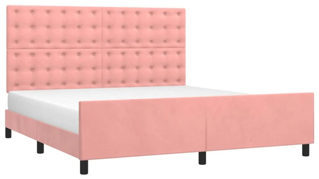 Estrutura de cama c/ cabeceira 180x200 cm veludo rosa