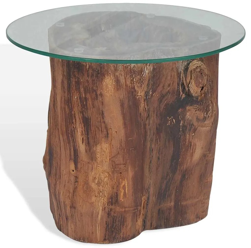 Mesa de centro em teca e vidro 50x40 cm