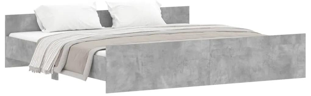 Estrutura de cama c/ painéis de cabeceira e pés cinza cimento