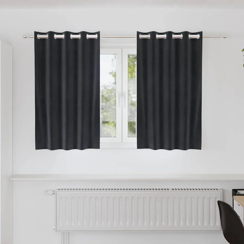 Cortinas Blackout vidaXL com Ilhós 2 pcs Cinza Escuro Veludo