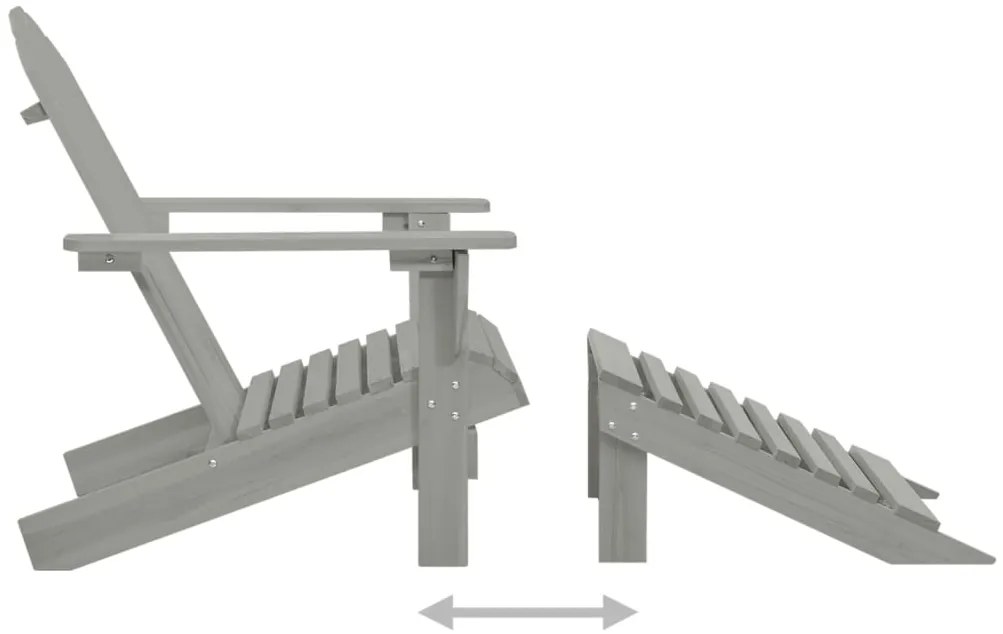 Cadeira de jardim Adirondack c/ otomano e mesa abeto cinzento