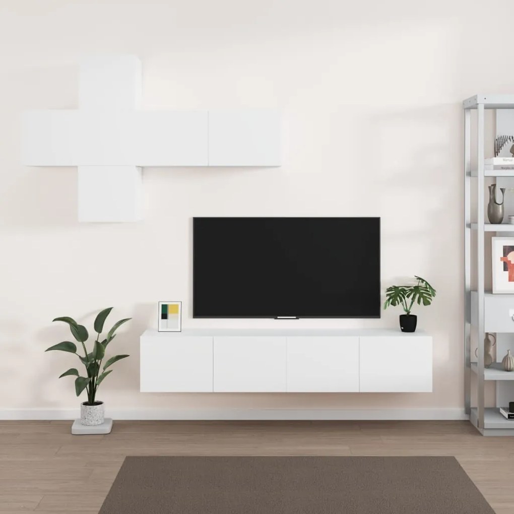 vidaXL Conjunto móveis de TV 7 pcs madeira processada branco