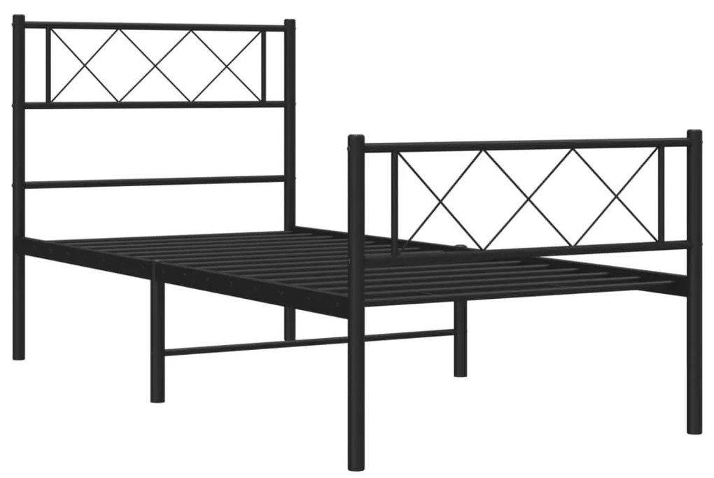 Estrutura de cama com cabeceira e pés 100x200 cm metal preto