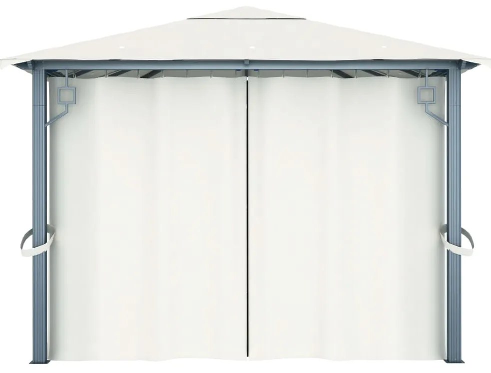 Gazebo com cortina 400x300 cm alumínio creme