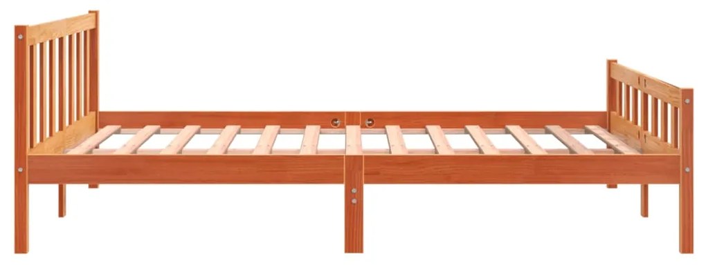 Cama sem colchão 160x200 cm madeira pinho maciço castanho-mel