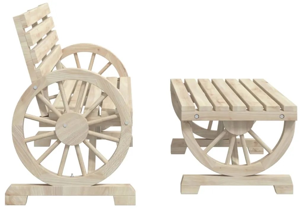 2 pcs conjunto lounge de jardim madeira de abeto maciça