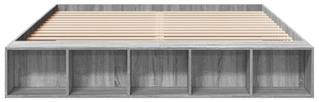Estrutura de cama 200x200 cm derivados madeira cinzento sonoma