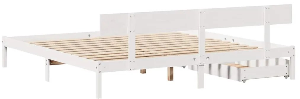 Cama sem colchão 180x200 cm madeira de pinho maciça branco