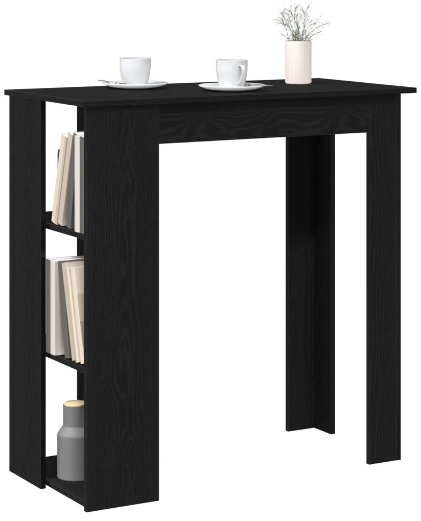 Mesa de Bar vidaXL com Prateleira - Carvalho Preto, 102x50x103.5 cm, F