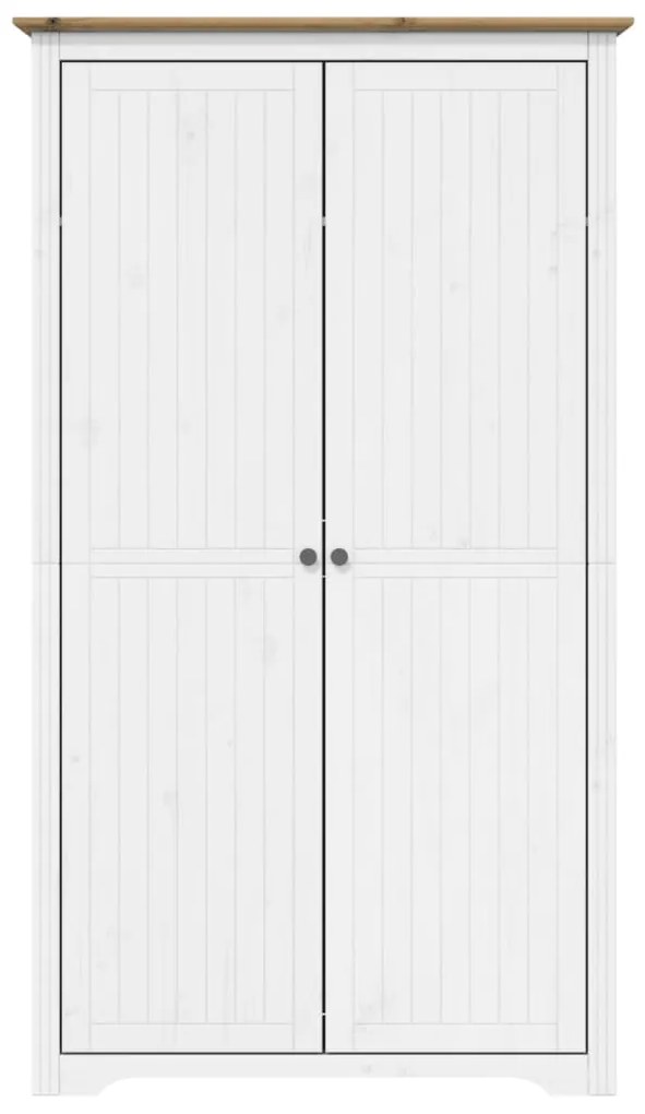 Roupeiro BODO 99x53,5x173 cm pinho maciço branco e castanho