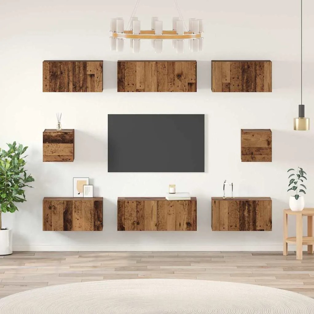 Conjunto de Estantes para TV 8 pcs Madeira antiga