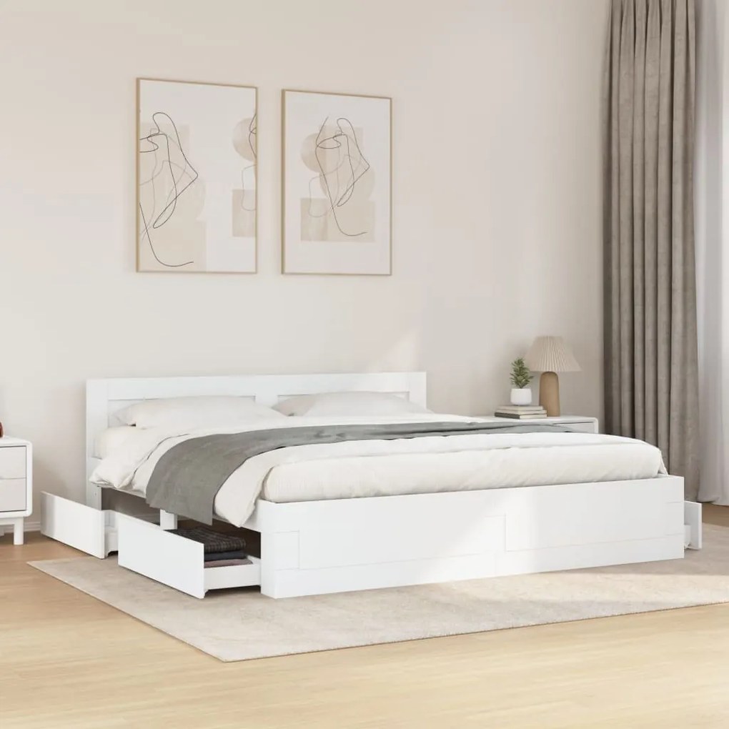 Estrutura de cama c/ cabeceira sem colchão 180x200 cm branco