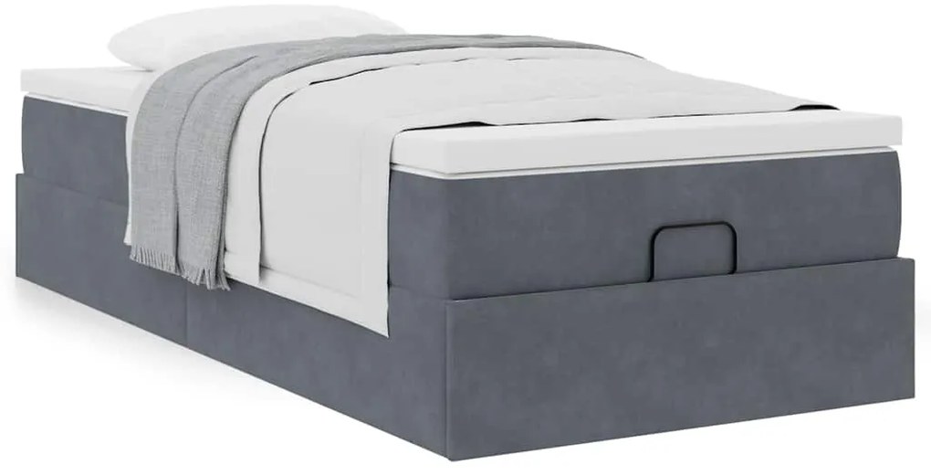 Estrutura cama otomana colchão 90x190 cm veludo cinzento escuro